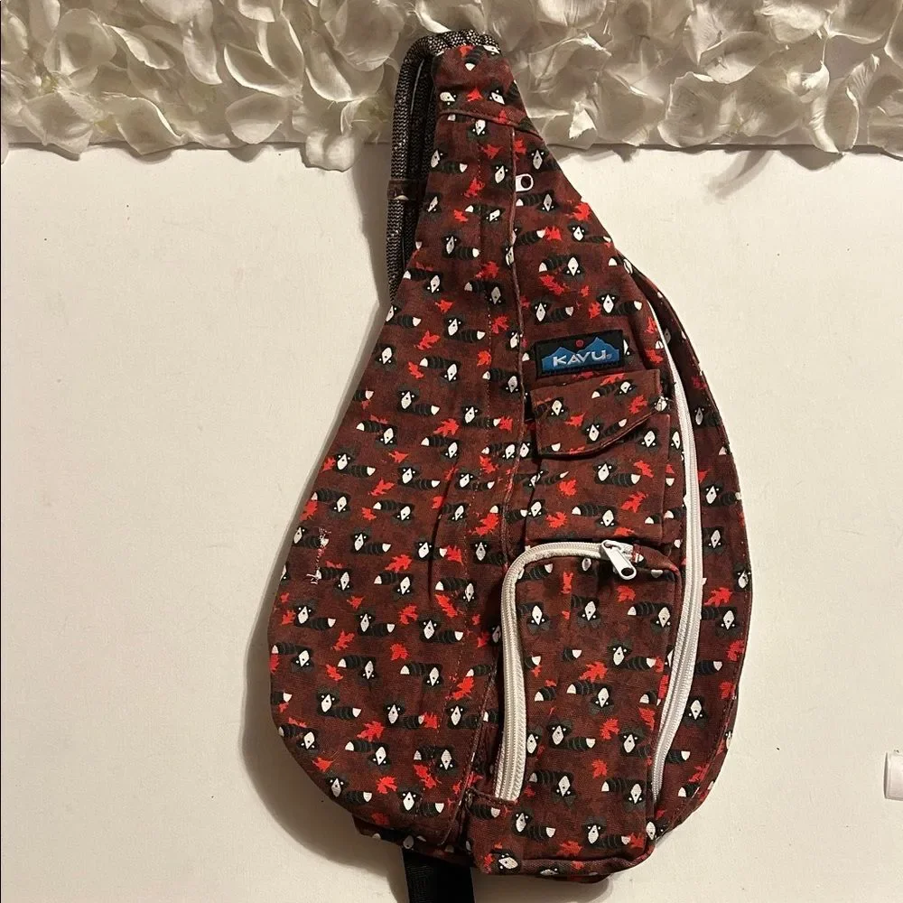 Kavu Red and Black Floral Backpack